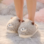 Cute Brown Sheep Plush Slippers – Soft Cozy Indoor House Shoes