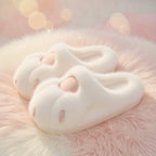 Cute Pink Cat Paw Plush Slippers – Soft Cozy Indoor House Shoes
