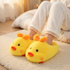 Yellow Duck Slippers Cute Plush Animal Slippers Soft Warm Cozy Indoor House Shoes