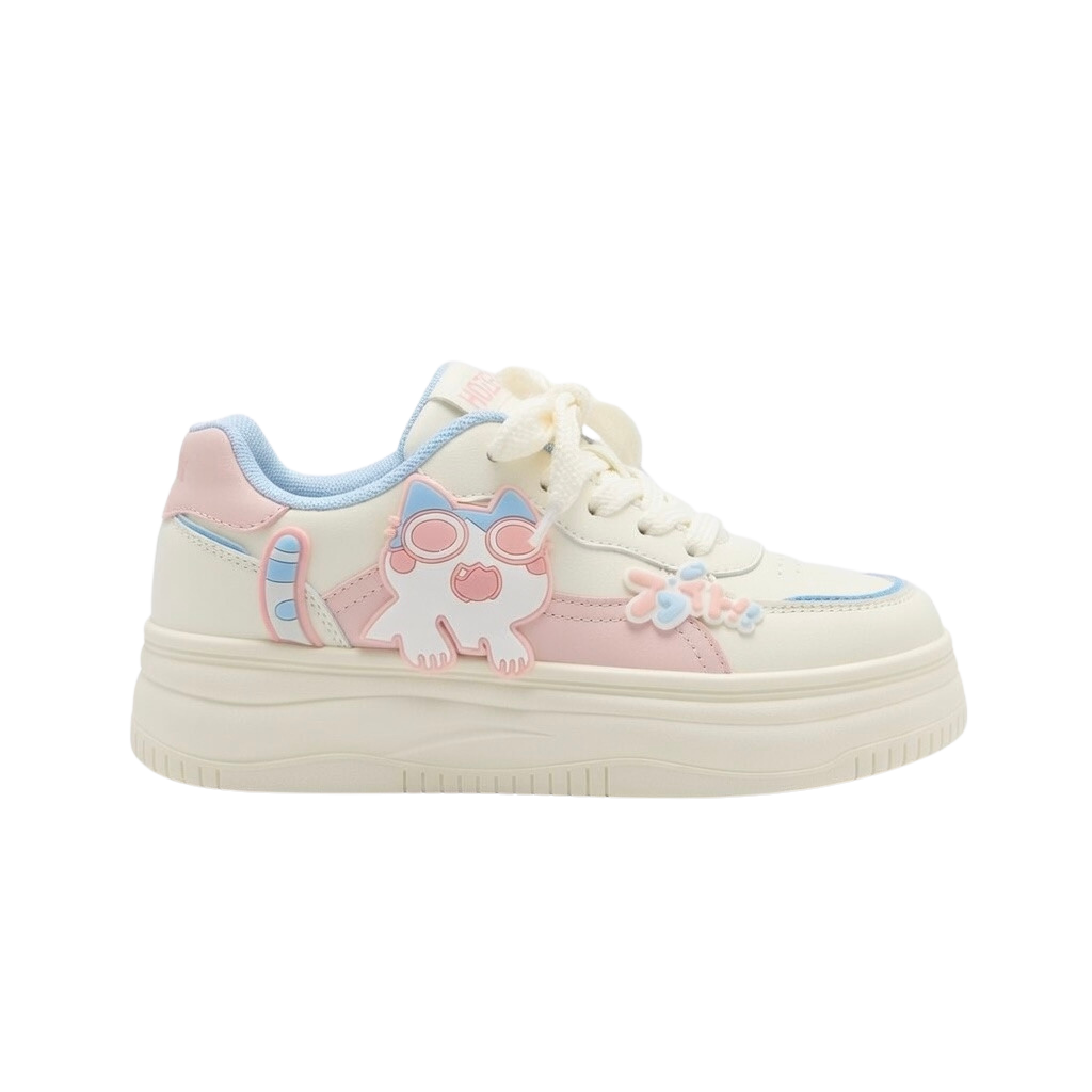 SoftSlipsy Pink Cat Platform Sneakers – Cute Chunky Sneakers Women