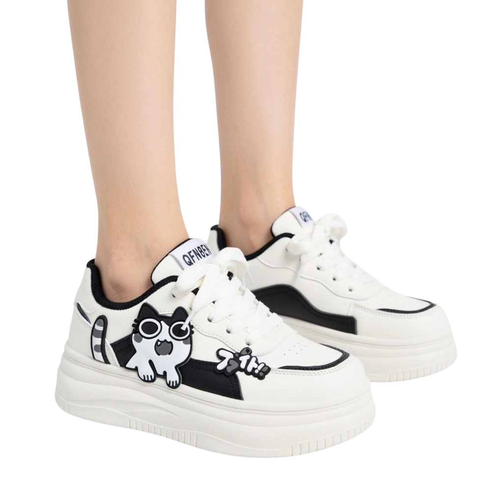 SoftSlipsy Black Platform Sneakers – Women Chunky Sneakers