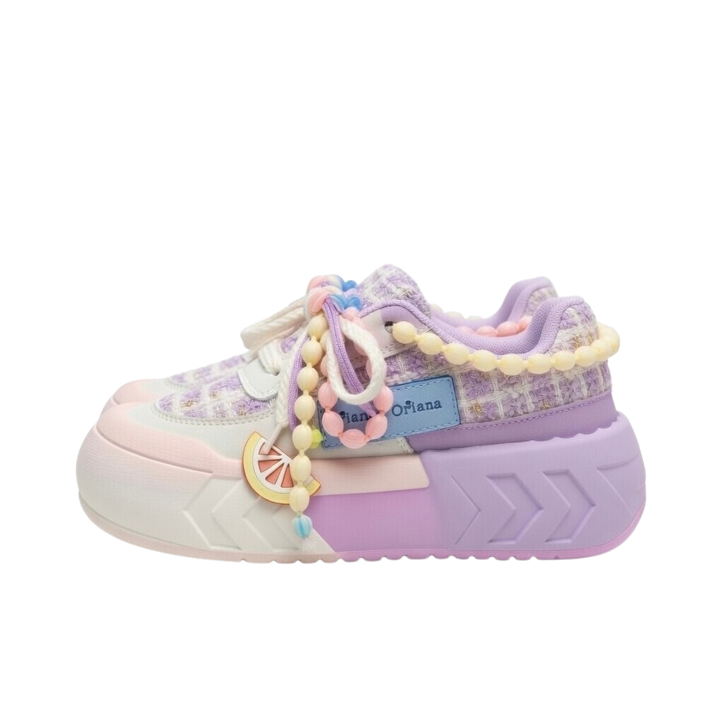 SoftSlipsy Purple Pastel Chunky Platform Sneakers – Cute Women Sneakers