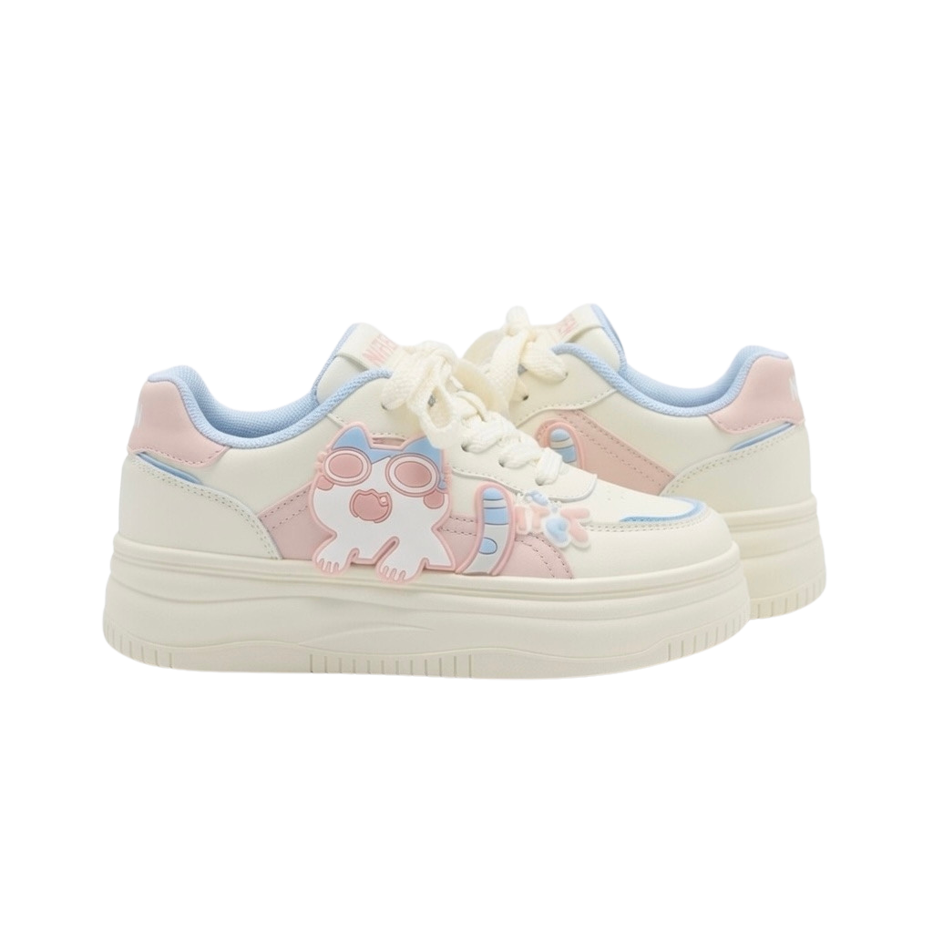 SoftSlipsy Pink Cat Platform Sneakers – Cute Chunky Sneakers Women