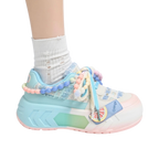SoftSlipsy Blue Pastel Platform Sneakers – Women Chunky Sneakers