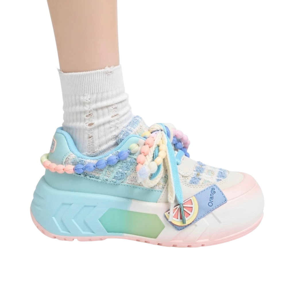 SoftSlipsy Blue Pastel Platform Sneakers – Women Chunky Sneakers