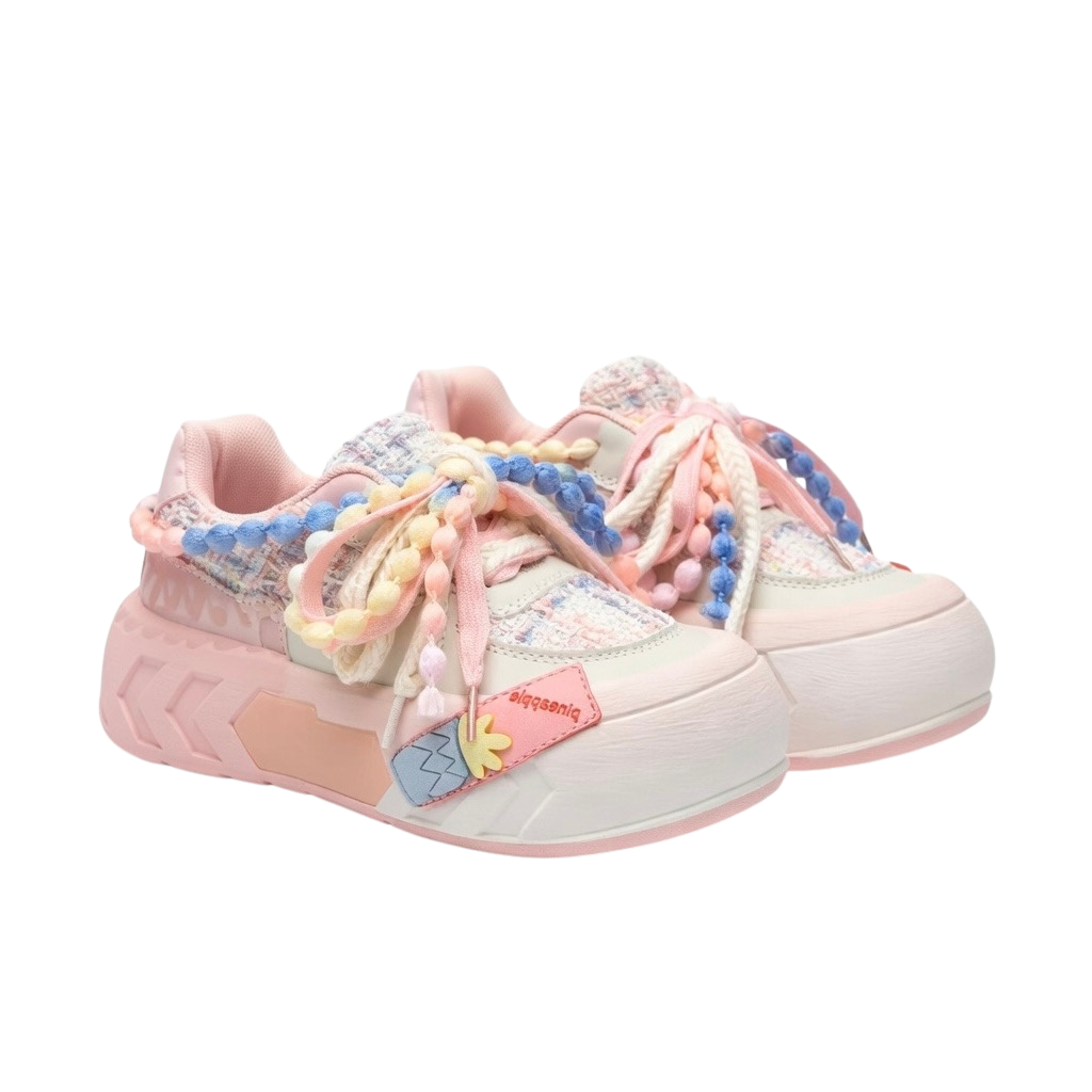 SoftSlipsy Pink Pastel Platform Sneakers – Cute Chunky Sneakers Women