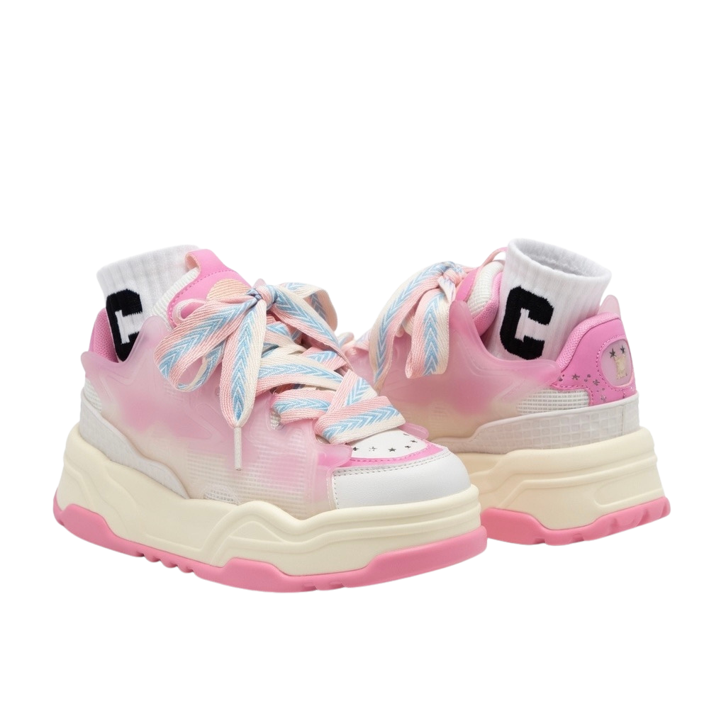SoftSlipsy Pink Platform Sneakers – Women Chunky Sneakers