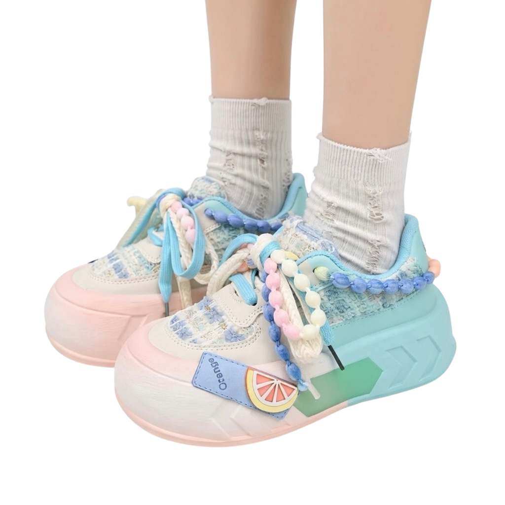 SoftSlipsy Blue Pastel Platform Sneakers – Women Chunky Sneakers