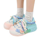 SoftSlipsy Blue Pastel Platform Sneakers – Women Chunky Sneakers