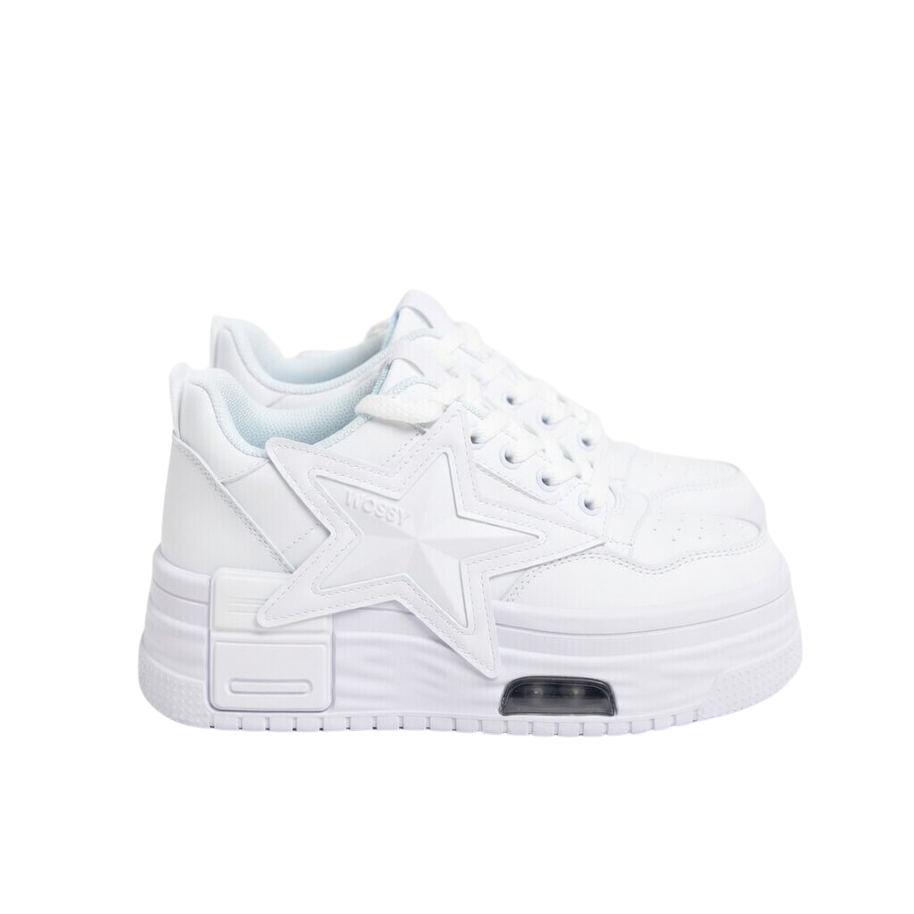 SoftSlipsy White Star Platform Sneakers Chunky Y2K Streetwear Trainers Women Fashion Shoes