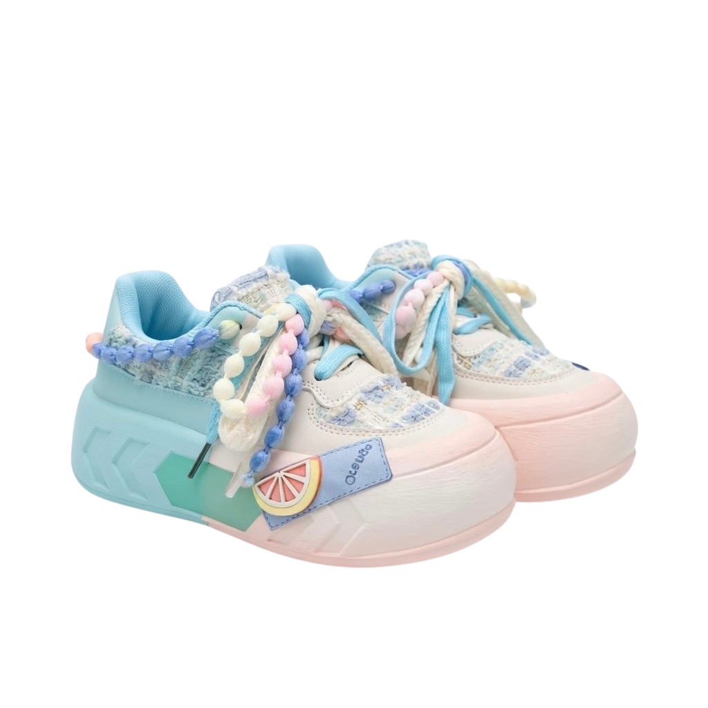 SoftSlipsy Blue Pastel Platform Sneakers – Women Chunky Sneakers