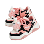SoftSlipsy Black Pink Chunky Platform Sneakers – Women Casual Sneakers