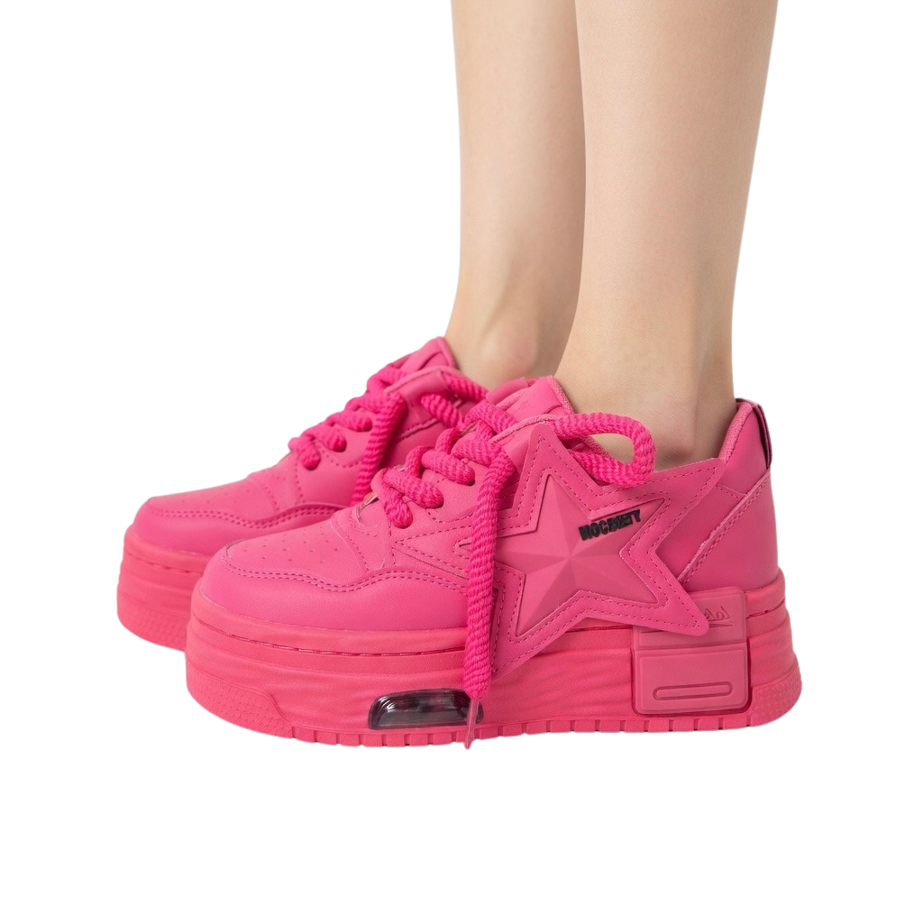 SoftSlipsy Pink Star Platform Sneakers Chunky Y2K Streetwear Trainers Women Fashion Shoes