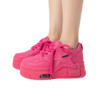 SoftSlipsy Pink Star Platform Sneakers Chunky Y2K Streetwear Trainers Women Fashion Shoes