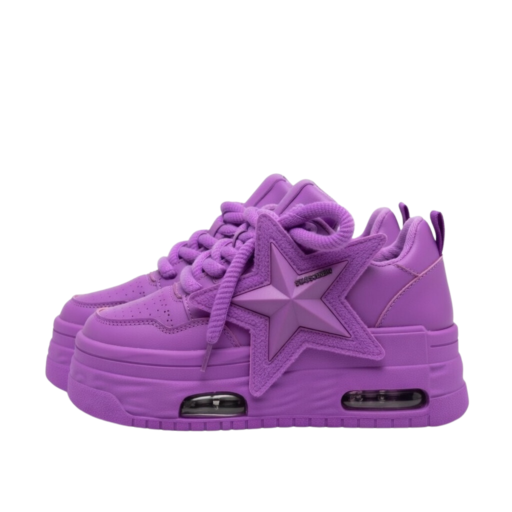 SoftSlipsy Purple Star Platform Sneakers Chunky Y2K Streetwear Trainers Women Fashion Shoes