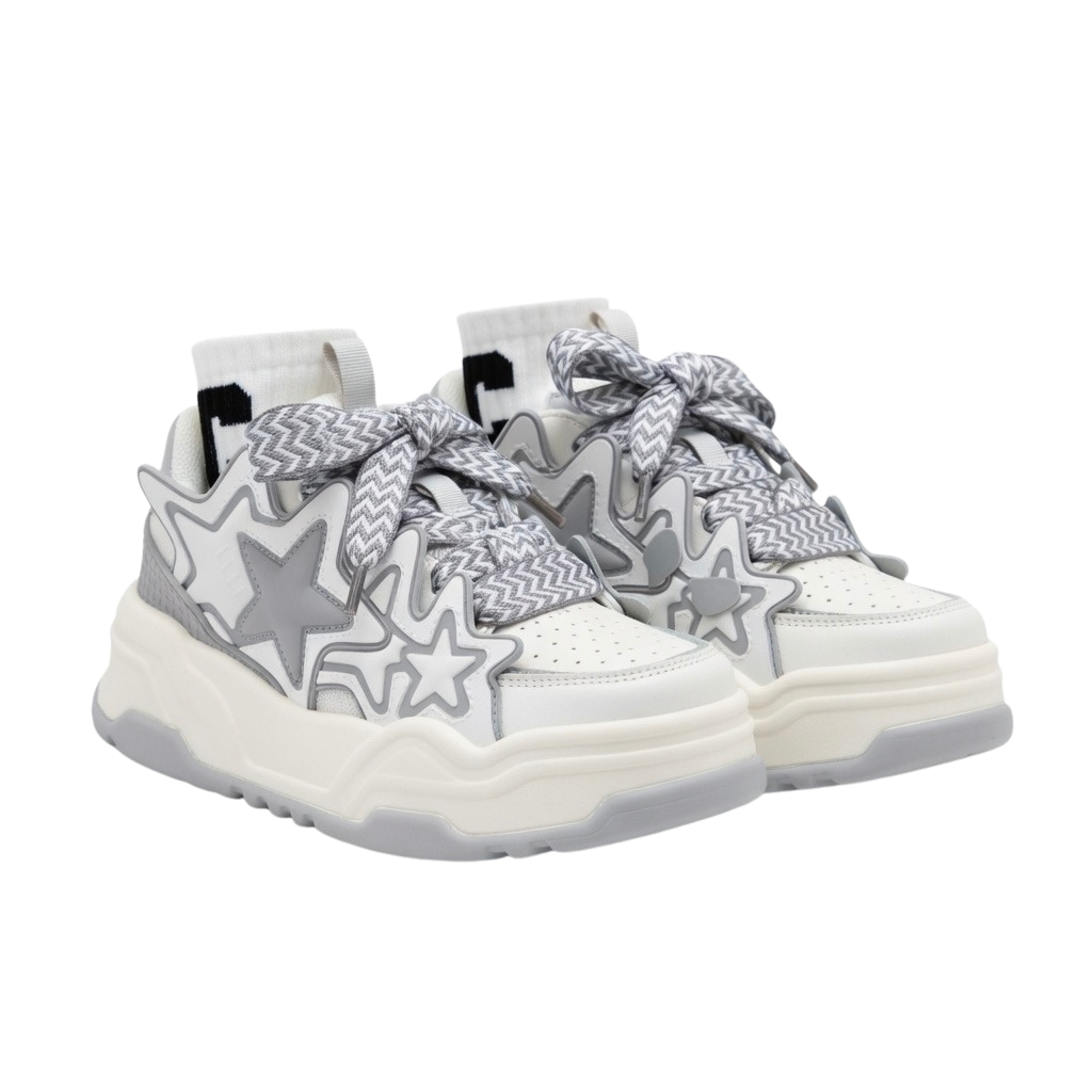 SoftSlipsy Grey Star Platform Sneakers – Chunky Sneakers Women