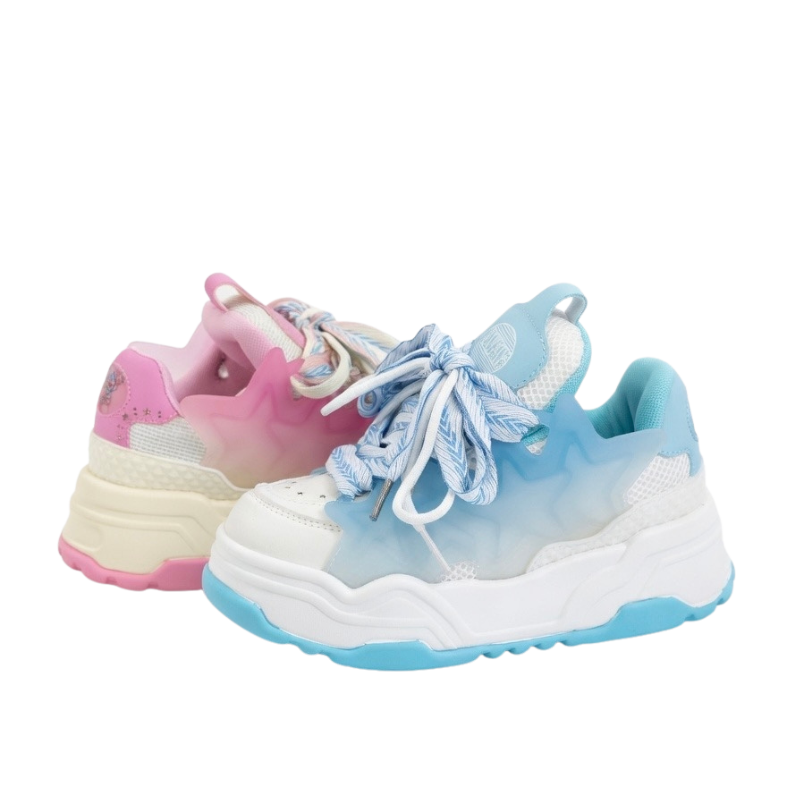 SoftSlipsy Pink Blue Platform Sneakers – Women Chunky Sneakers