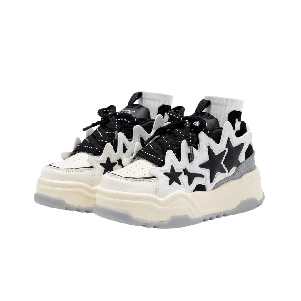 SoftSlipsy Black Star Platform Sneakers – Chunky Sneakers Women