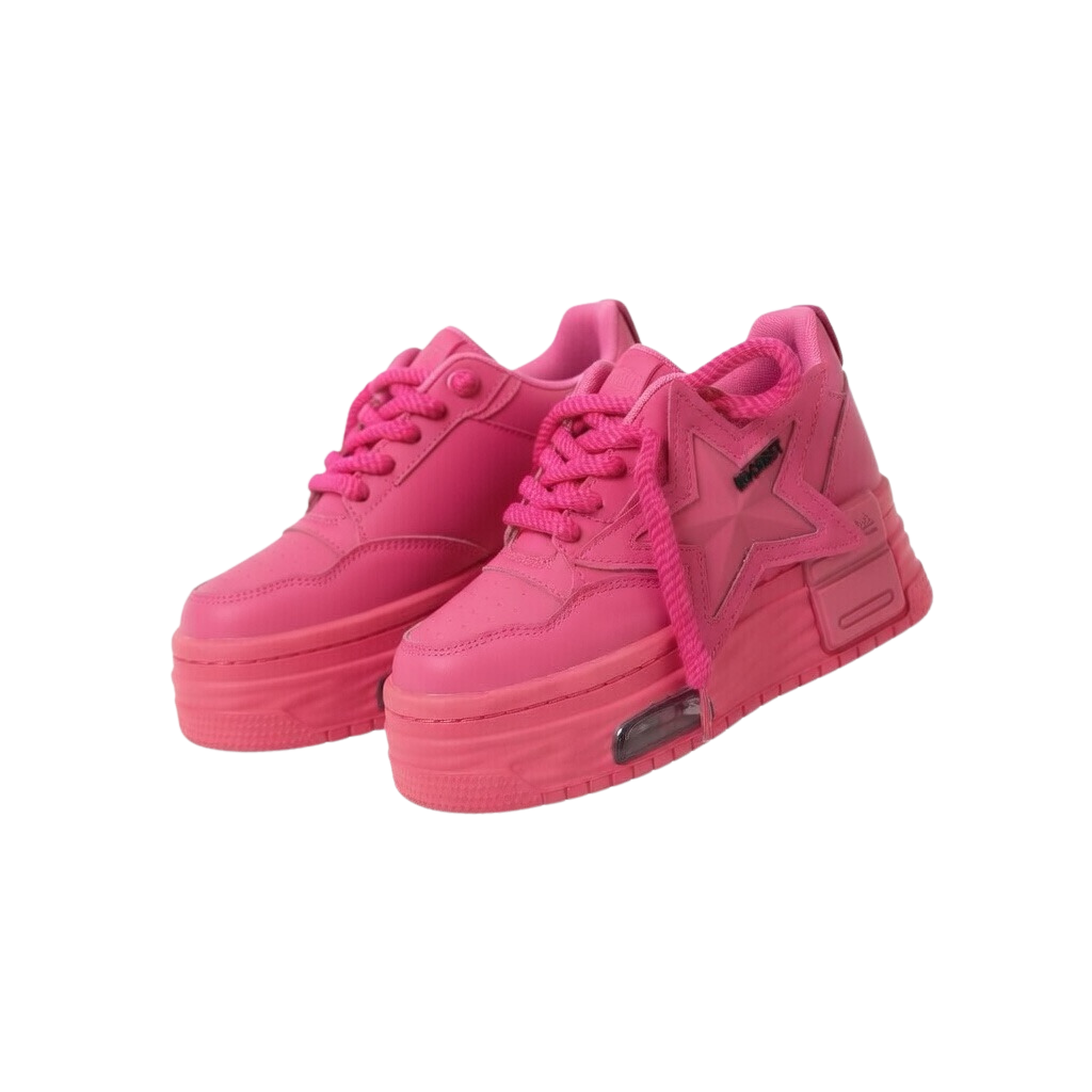 SoftSlipsy Pink Star Platform Sneakers Chunky Y2K Streetwear Trainers Women Fashion Shoes