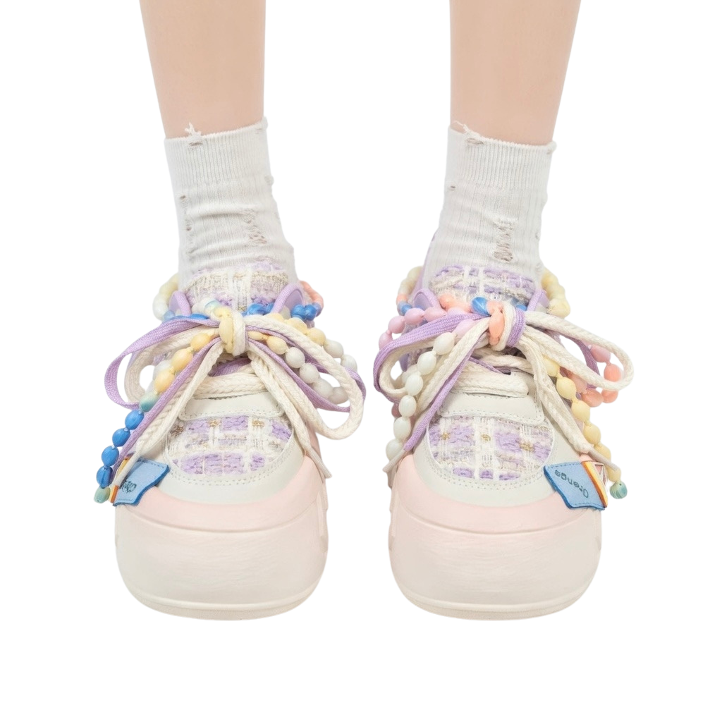 SoftSlipsy Purple Pastel Chunky Platform Sneakers – Cute Women Sneakers