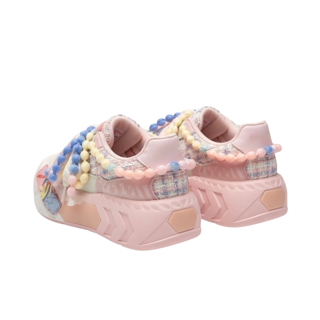 SoftSlipsy Pink Pastel Platform Sneakers – Cute Chunky Sneakers Women