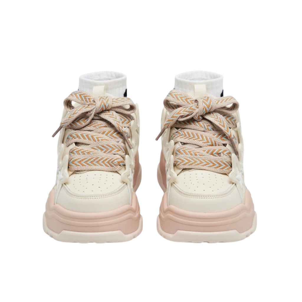 SoftSlipsy Cream Star Platform Sneakers – Women Chunky Platform Shoes