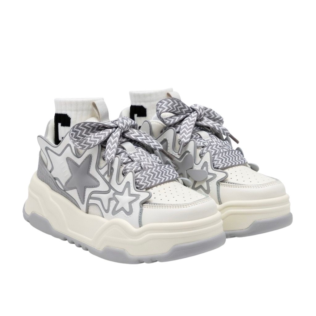 SoftSlipsy Grey Star Platform Sneakers – Chunky Sneakers Women