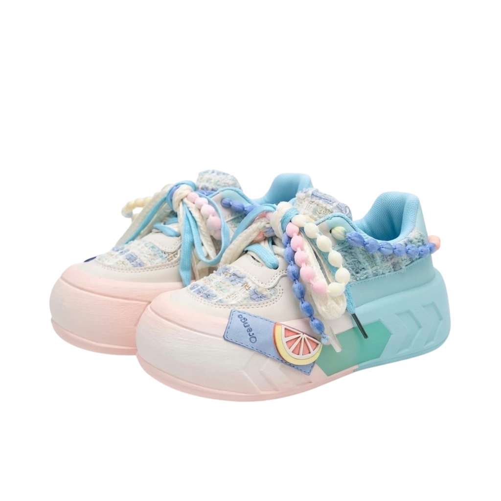 SoftSlipsy Blue Pastel Platform Sneakers – Women Chunky Sneakers
