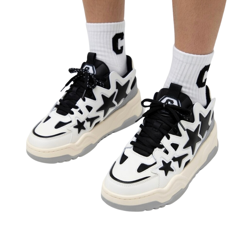 SoftSlipsy Black Star Platform Sneakers – Chunky Sneakers Women