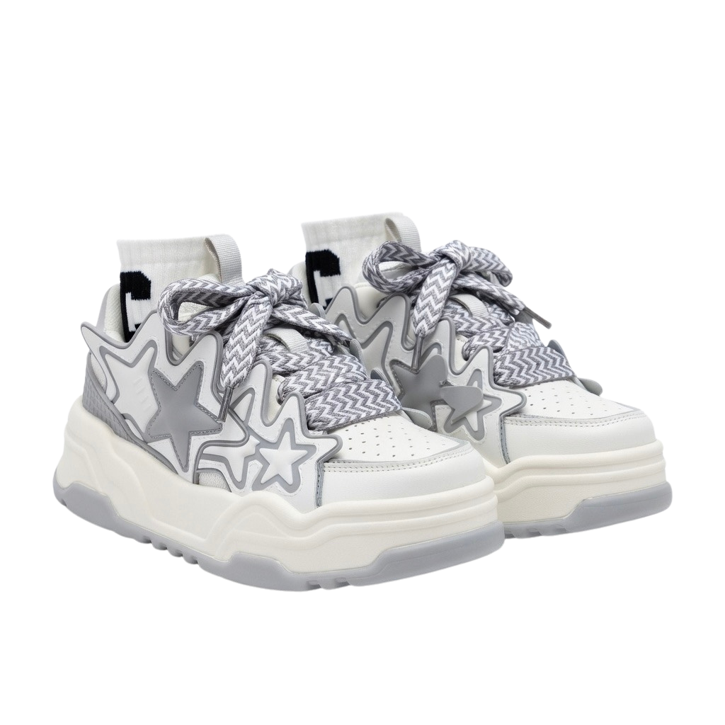 SoftSlipsy Grey Star Platform Sneakers – Chunky Sneakers Women