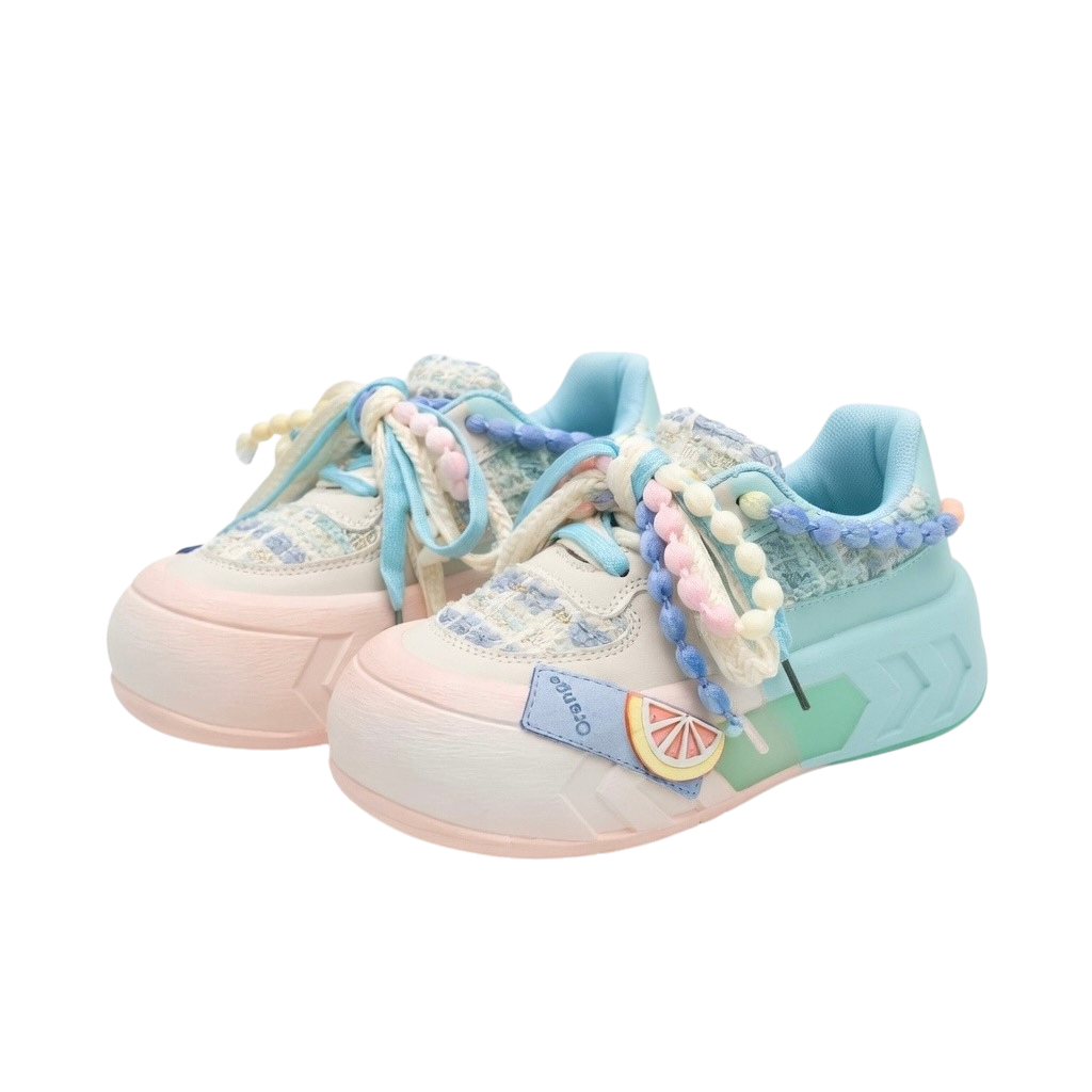 SoftSlipsy Blue Pastel Platform Sneakers – Women Chunky Sneakers