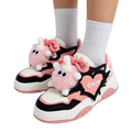 SoftSlipsy Black Pink Chunky Platform Sneakers – Women Casual Sneakers