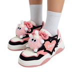 SoftSlipsy Black Pink Chunky Platform Sneakers – Women Casual Sneakers