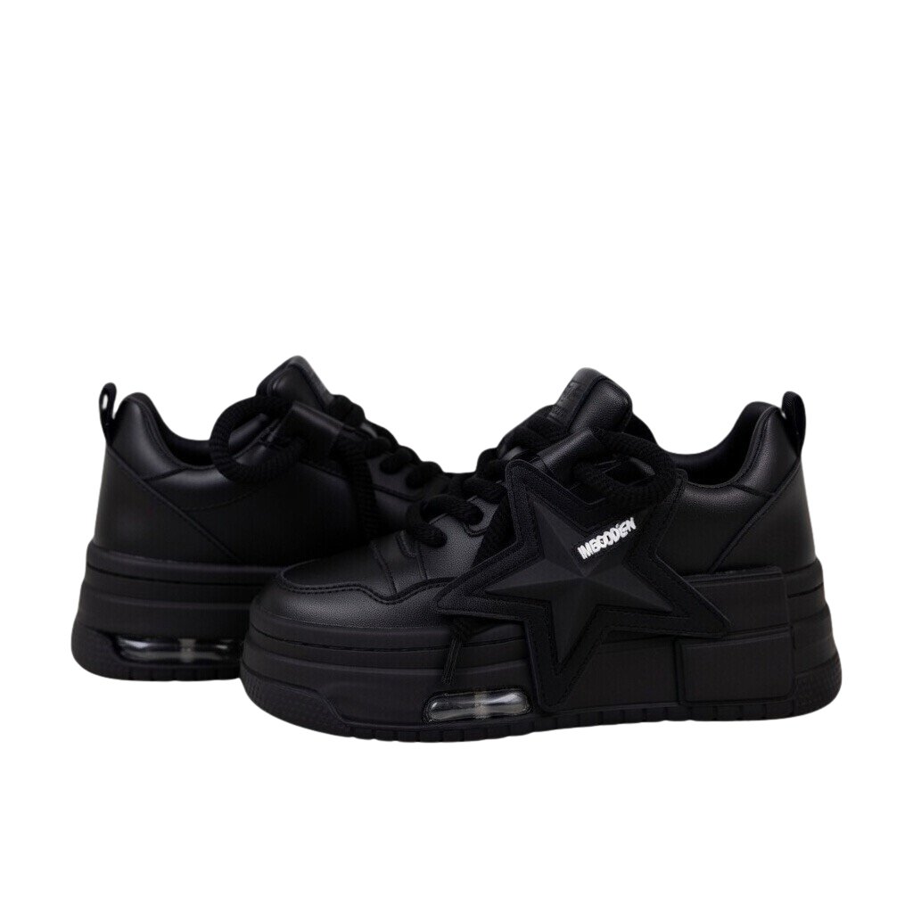 SoftSlipsy Black Star Platform Sneakers Chunky Streetwear Y2K Trainers Women Casual Shoes
