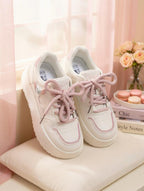 SoftSlipsy Women's Bow Platform Sneakers | Korean Style Chunky Trainers (+8CM Height)