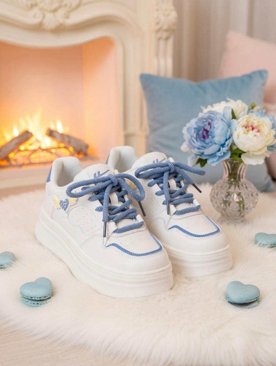 SoftSlipsy Women's Bow Platform Sneakers | Korean Style Chunky Trainers (+8CM Height)