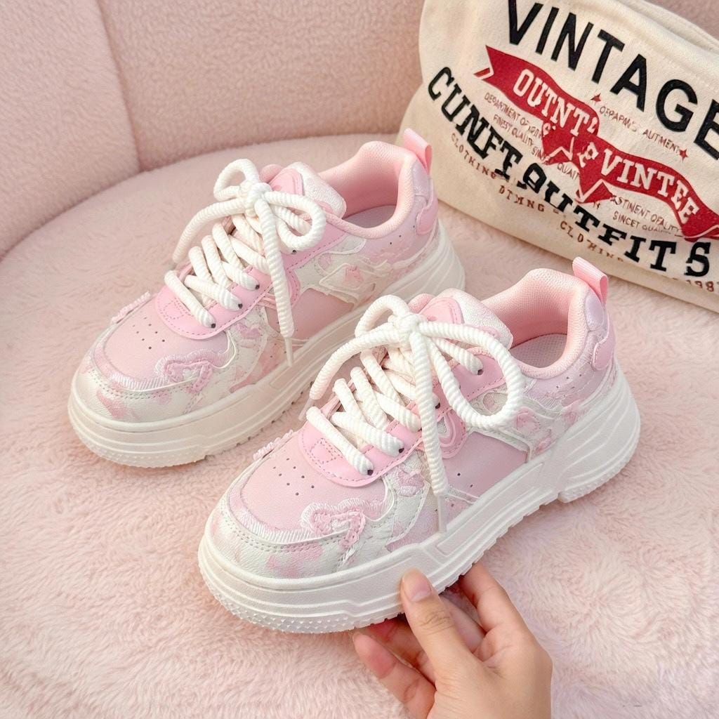 SoftSlipsy Pink Heart Platform Sneakers | Y2K Chunky Trainers (+8CM Height)