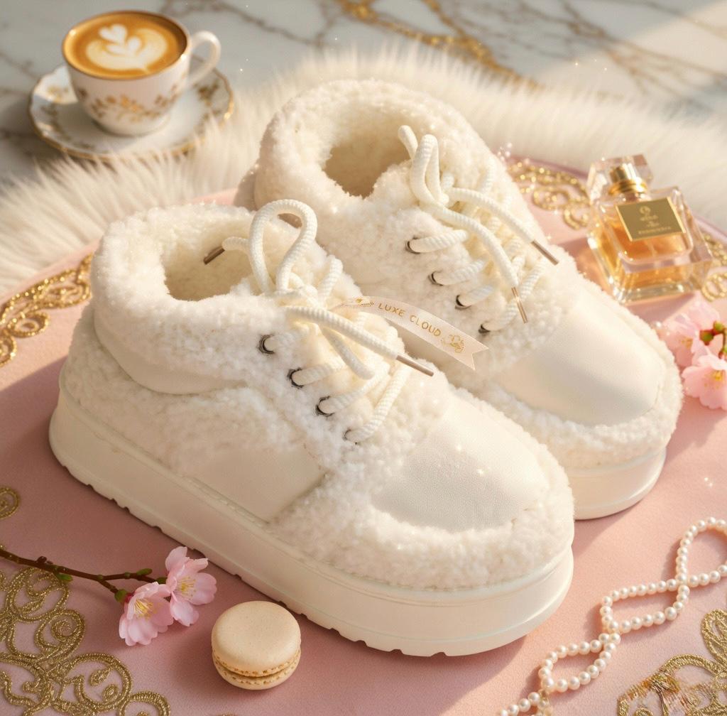 SoftSlipsy Cozy Sherpa Platform Sneakers | Fleece Lined Winter Trainers for Women