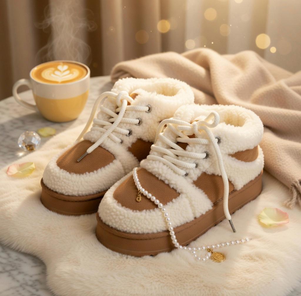 SoftSlipsy Cozy Sherpa Platform Sneakers | Fleece Lined Winter Trainers for Women