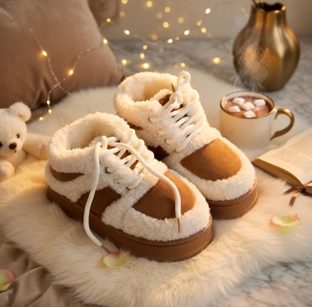 SoftSlipsy Cozy Sherpa Platform Sneakers | Fleece Lined Winter Trainers for Women