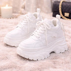 SoftSlipsy Women's White Chunky Platform Sneakers | 14CM Height Boost Trainers