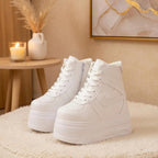SoftSlipsy Women's White Chunky Platform Sneakers | +14CM Height Increasing Trainers