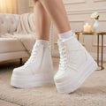 SoftSlipsy Women's White Chunky Platform Sneakers | +14CM Height Increasing Trainers