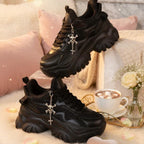SoftSlipsy Black Platform Sneakers Women | Chunky Edgy Street Style Trainers (+14CM Height)