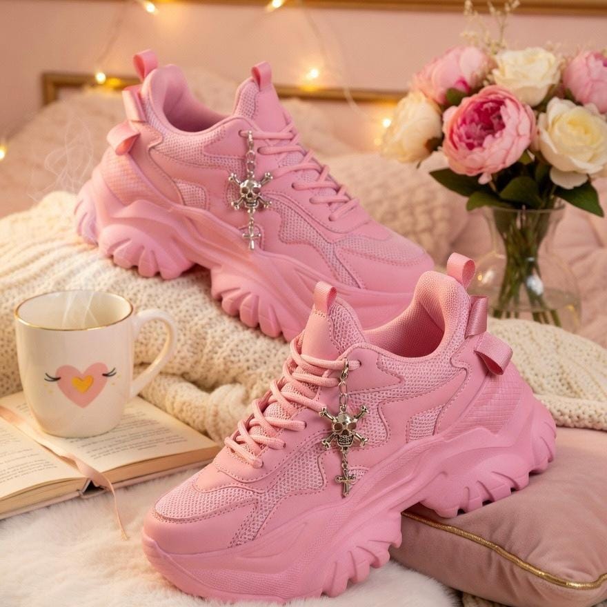 SoftSlipsy Black Platform Sneakers Women | Chunky Edgy Street Style Trainers (+14CM Height)