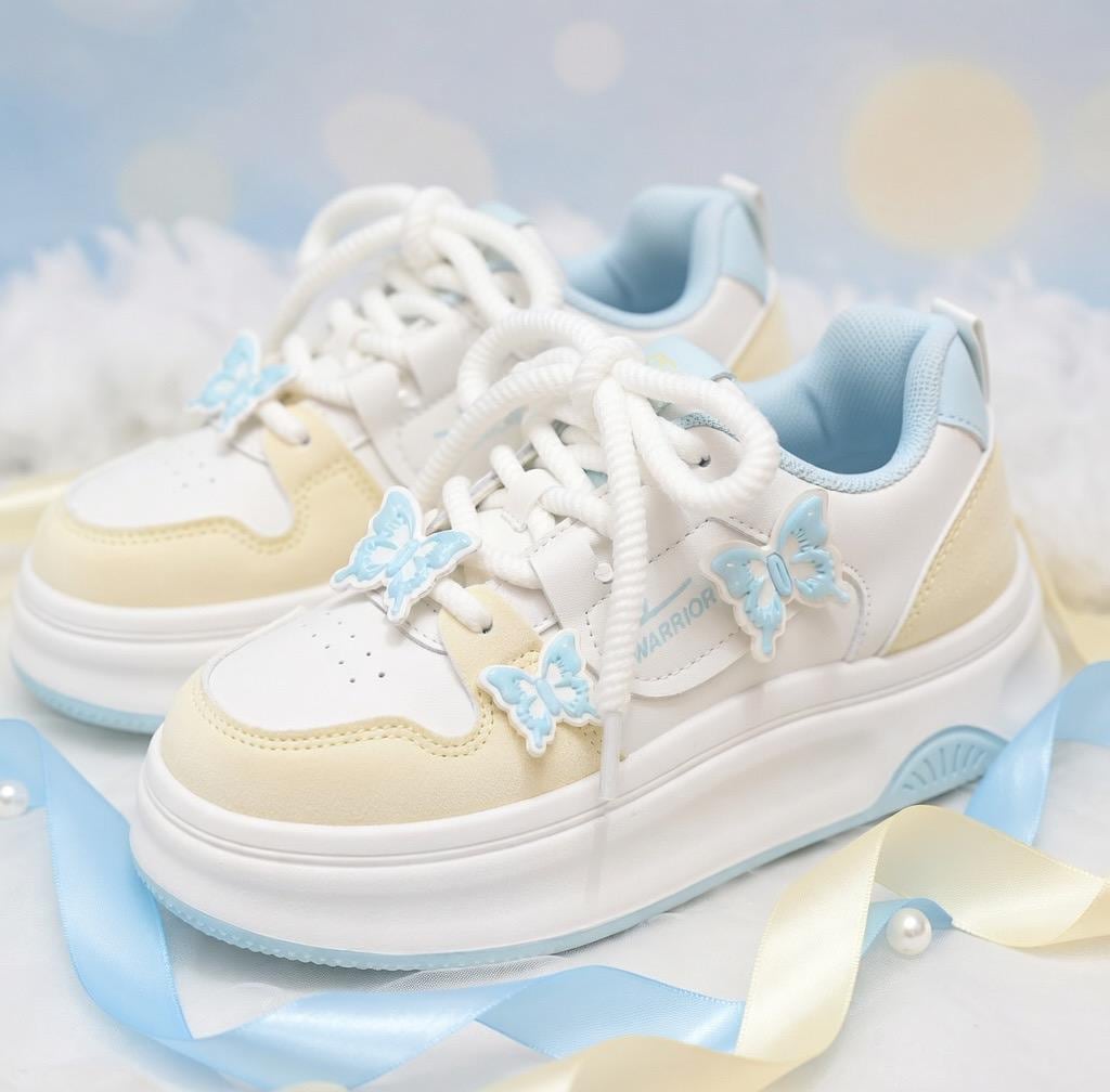 SoftSlipsy butterfly Platform Sneakers Women | Butterfly Floral Chunky Trainers