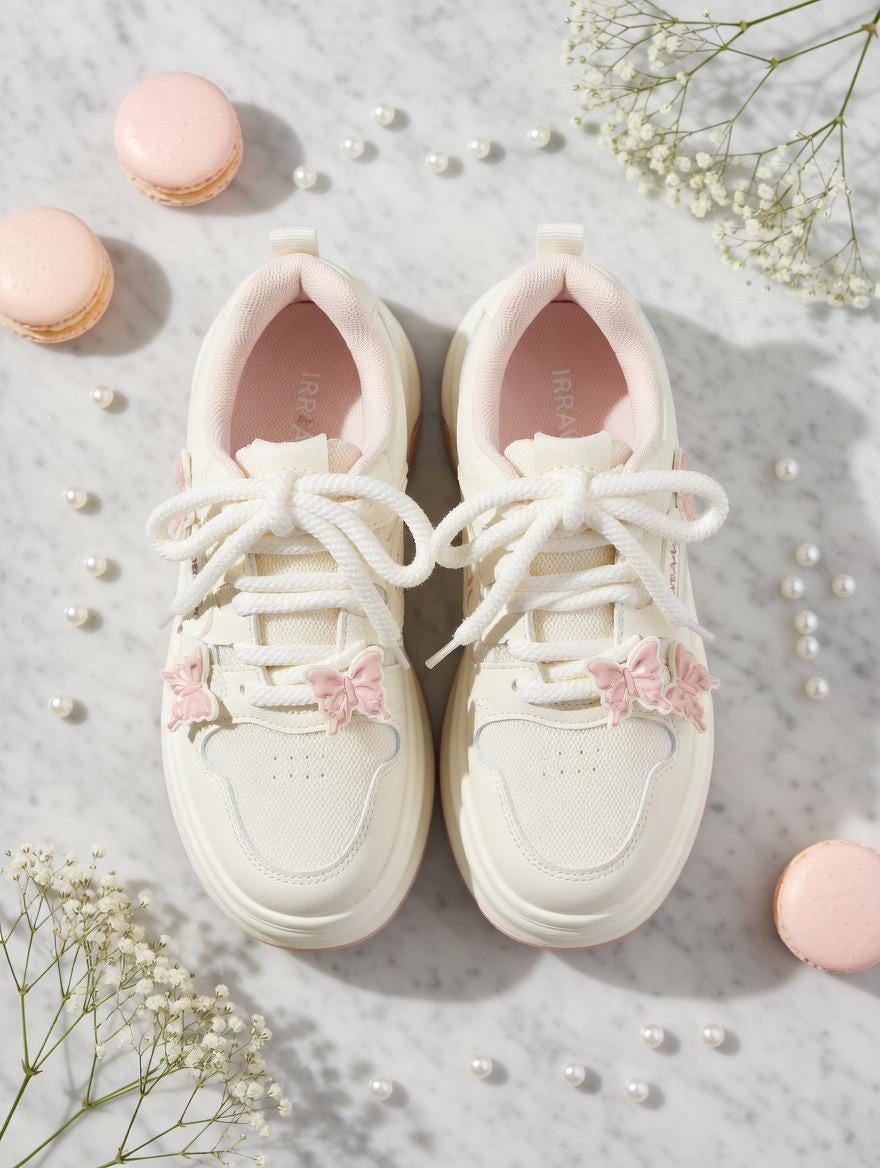 SoftSlipsy butterfly Platform Sneakers Women | Butterfly Floral Chunky Trainers