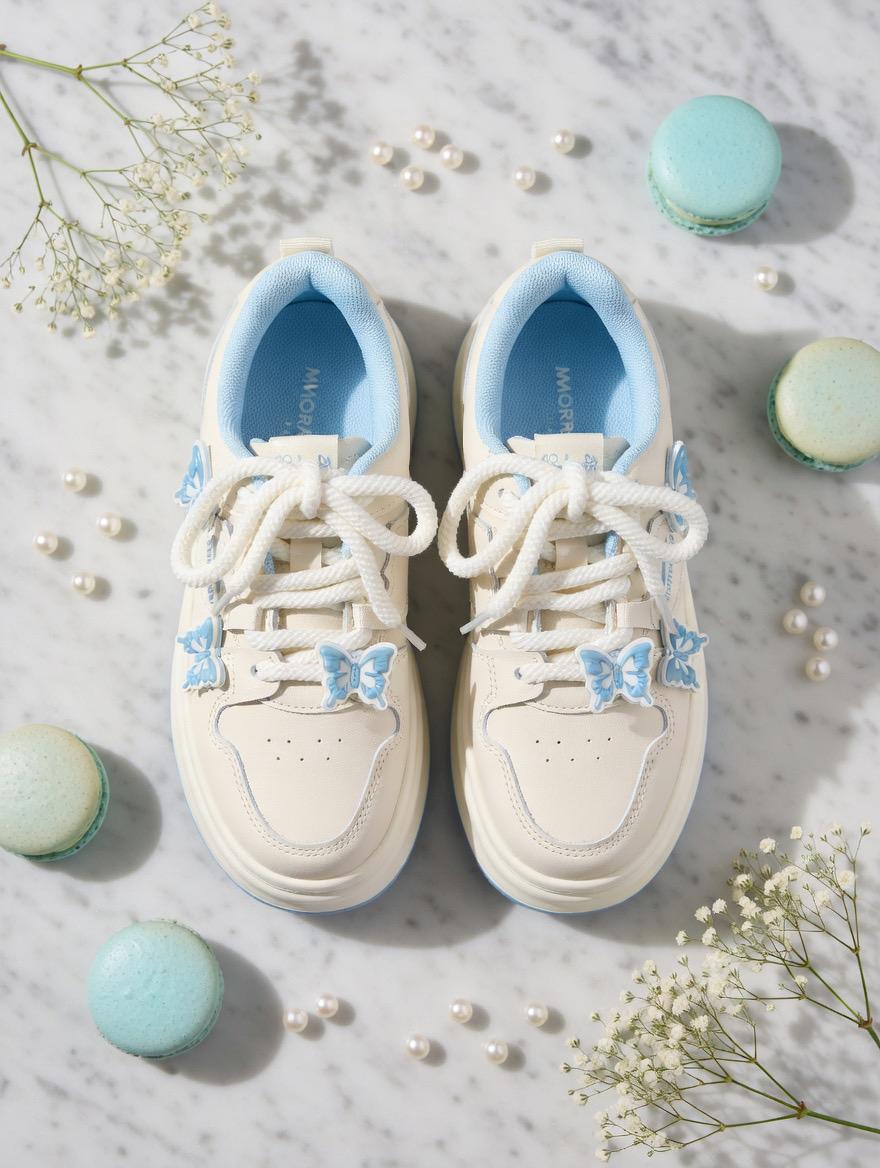 SoftSlipsy butterfly Platform Sneakers Women | Butterfly Floral Chunky Trainers