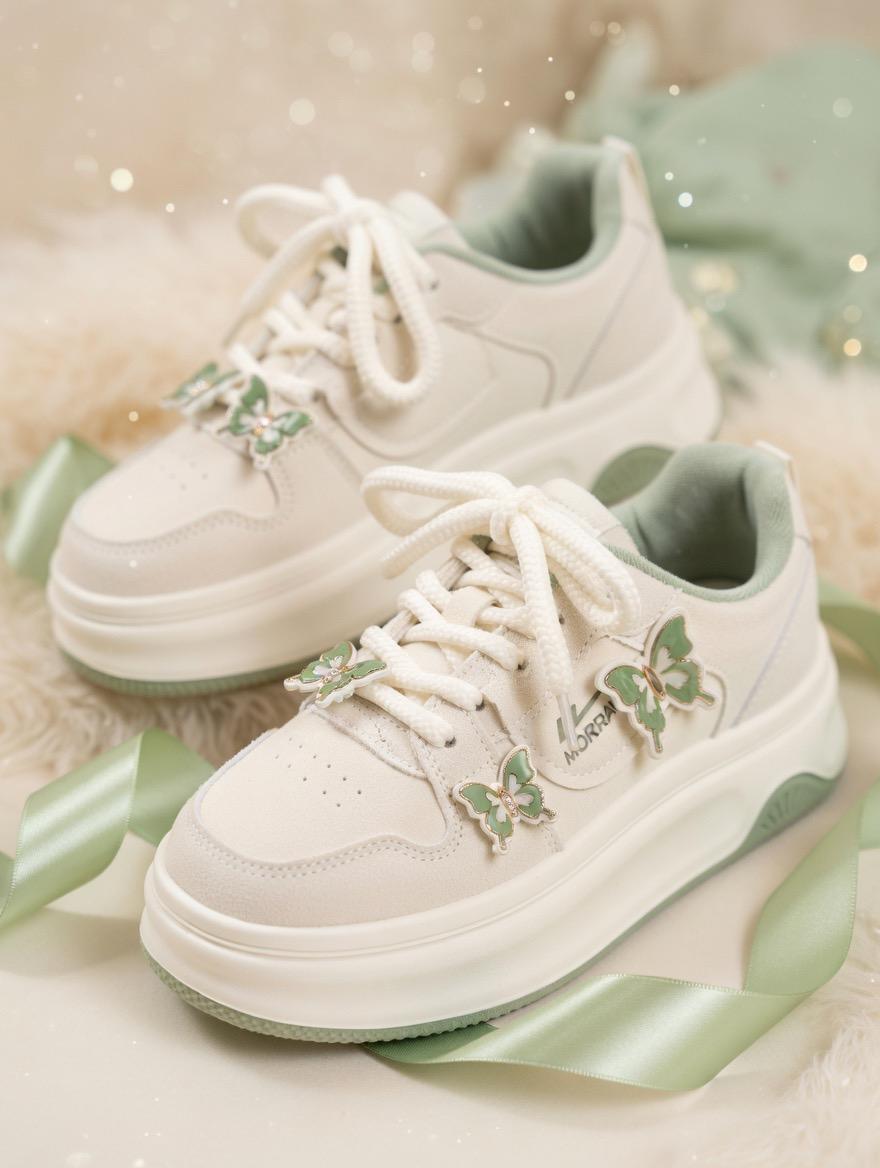 SoftSlipsy butterfly Platform Sneakers Women | Butterfly Floral Chunky Trainers