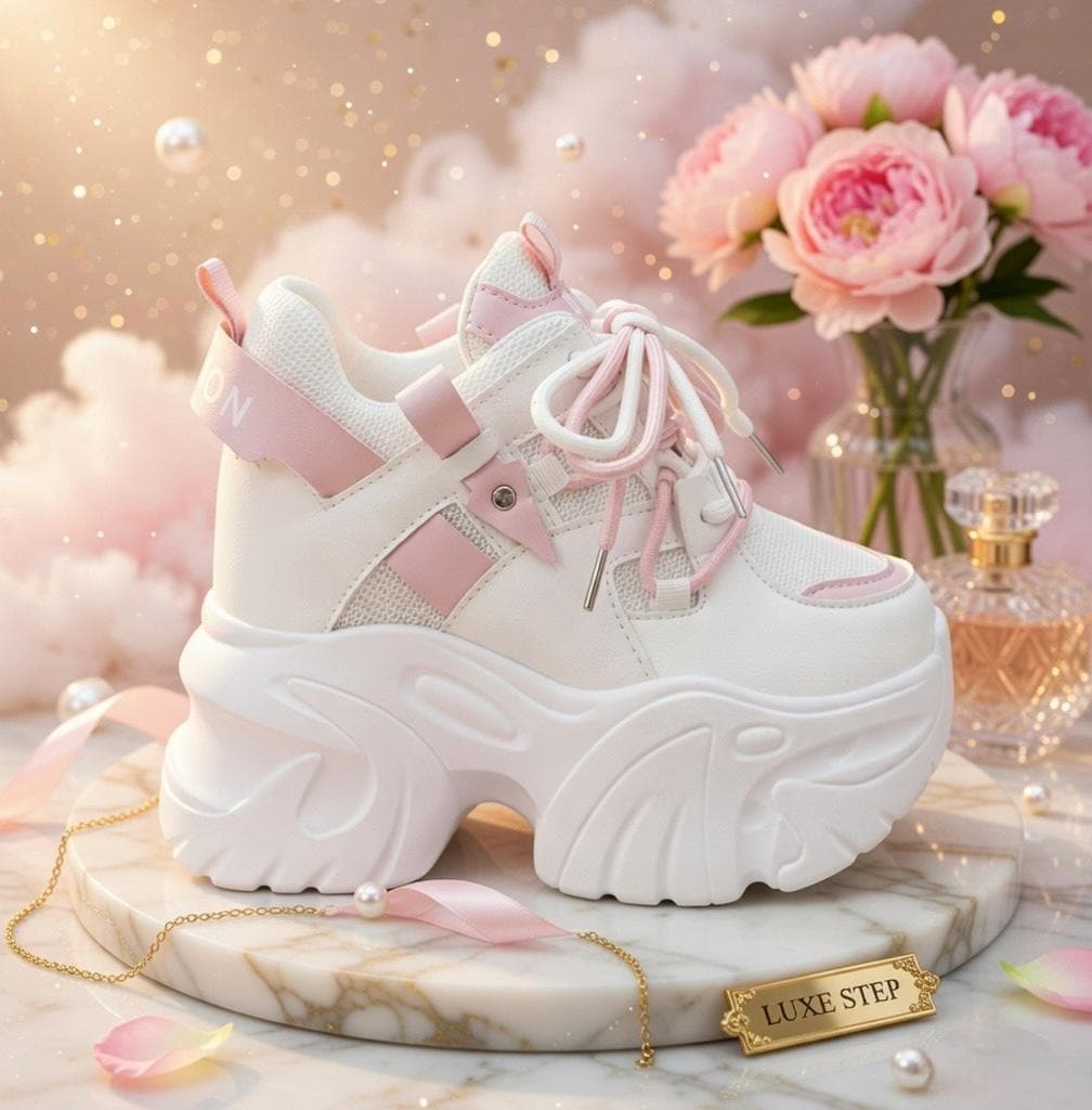 SoftSlipsy Chunky Platform Sneakers Women: Black Korean Style Height Increasing Trainers